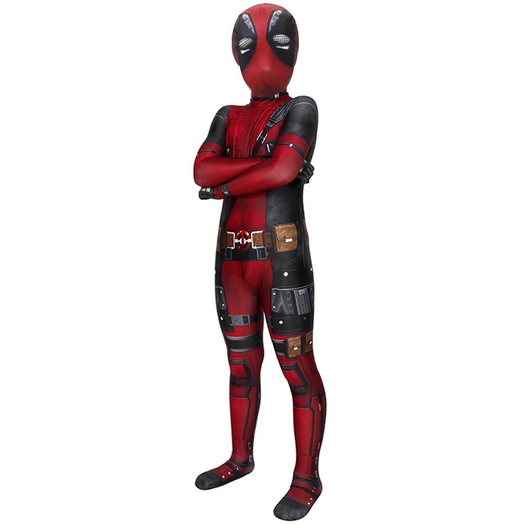 FANCYKU Kids Deadpool Costume Suit, Roleplay Costume Bodysuit with Deadpool Mask, Halloween Cosplay Costume for Boys, 3D Digital Print Jumpsuit Outfit for Boys Girls Christmas Gift (Size 130cm) FANCYKU Kids Deadpool Costume Suit, Roleplay Costume Bodysuit with Deadpool Mask, Halloween Cosplay Costume for Boys, 3D Digital Print Jumpsuit Outfit for Boys Girls Christmas Gift (Size 130cm)